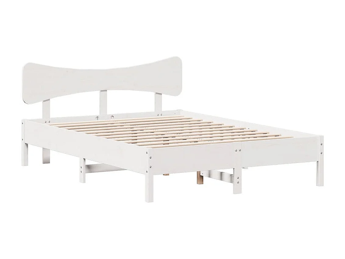 Bedframe zonder matras massief grenenhout wit 140x190 cm