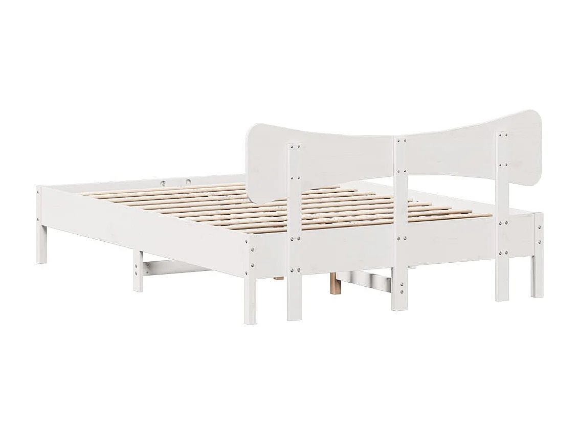 Bedframe zonder matras massief grenenhout wit 140x190 cm