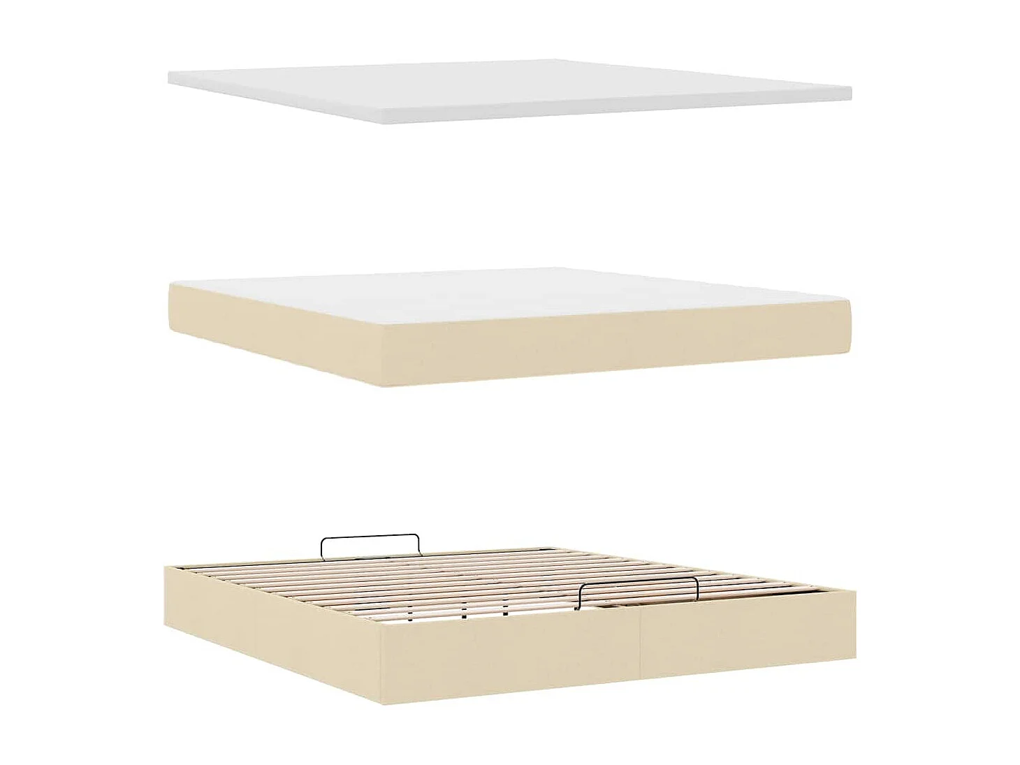 Ottoman-Bett mit Matratze Creme 160x200 cm Stoff