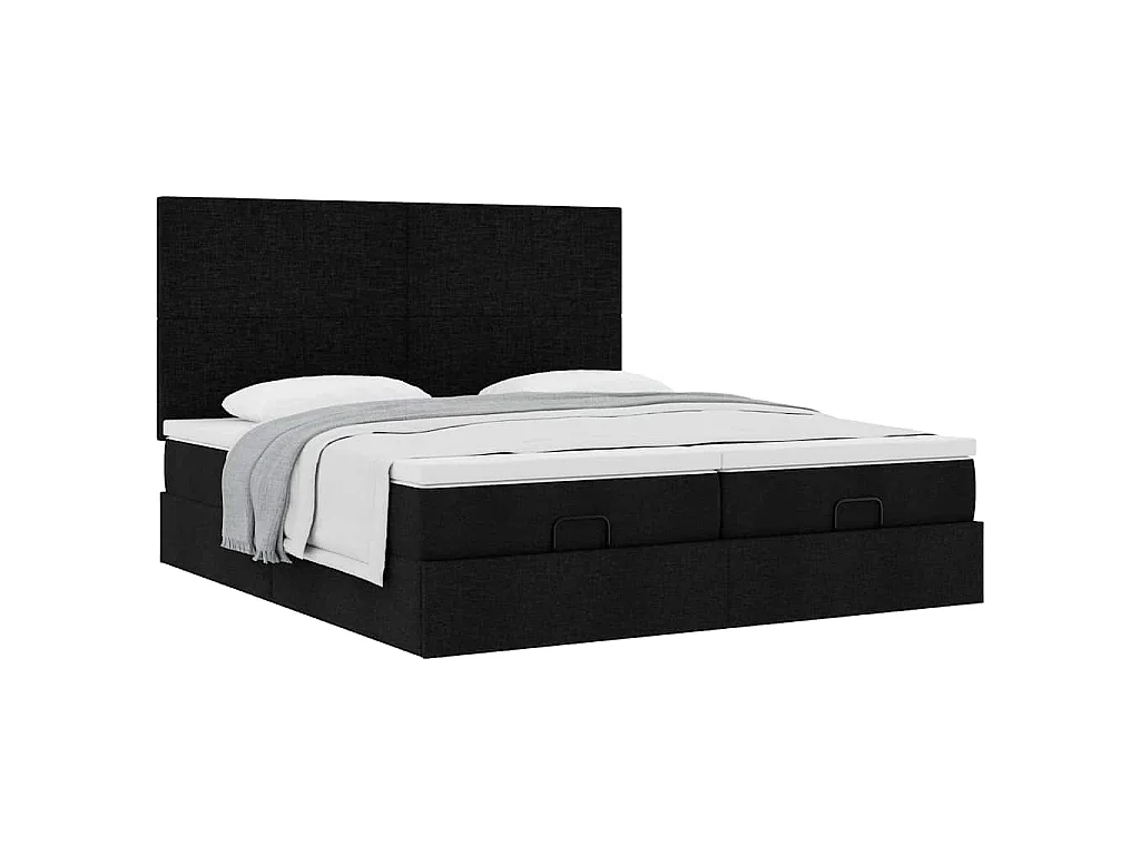Ottoman-Bett mit Matratzen Schwarz 180x200 cm Stoff