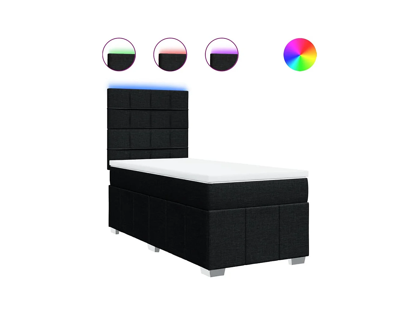 Giroletto a Molle con Materasso Nero 100x200 cm in Tessuto