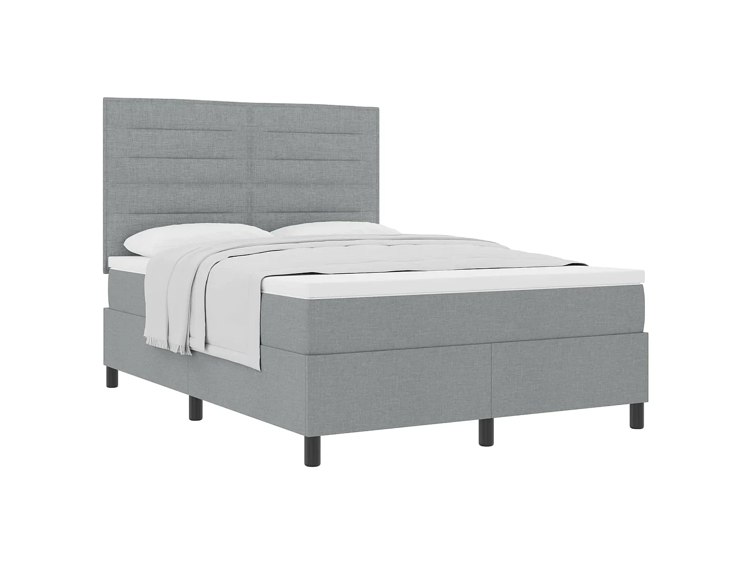 Cama tipo Box Spring con colchón Gris Claro 160 x 200 cm tela