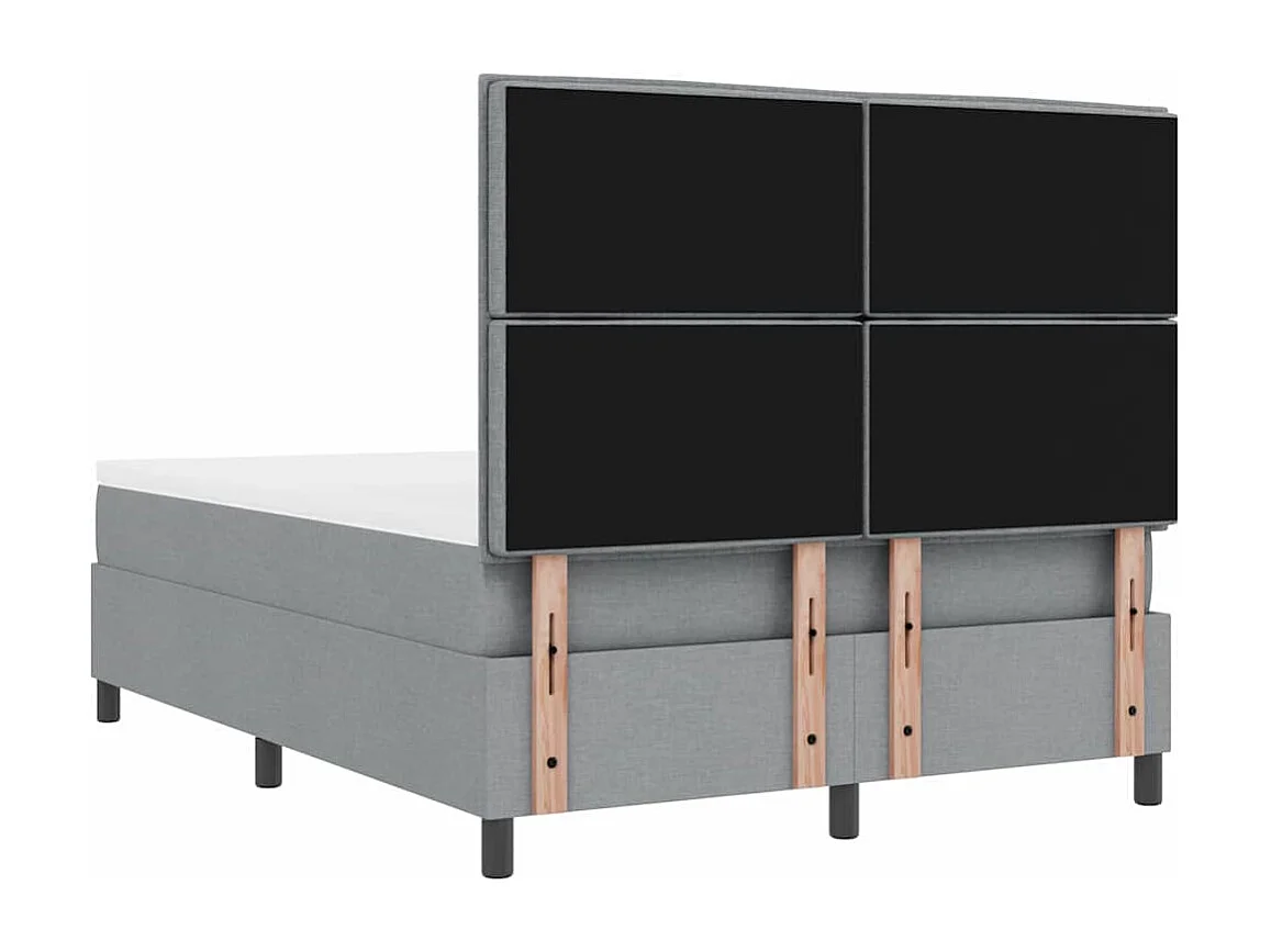 Cama tipo Box Spring con colchón Gris Claro 160 x 200 cm tela