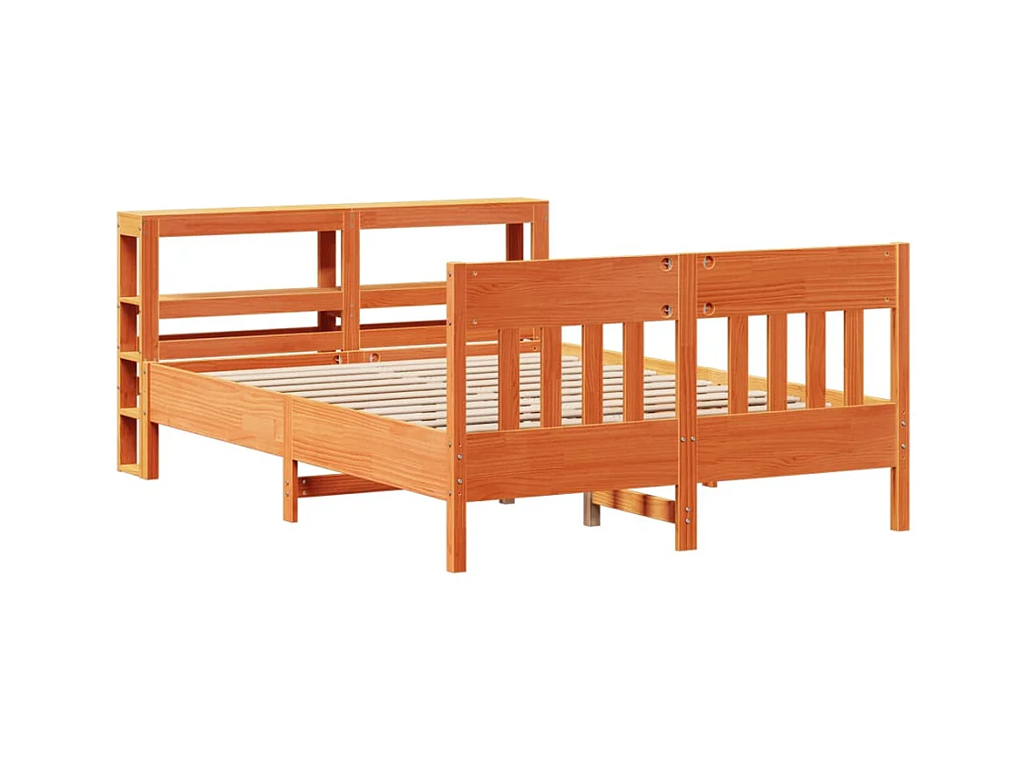 Cadre de lit sans matelas cire marron 160x200cm bois pin massif