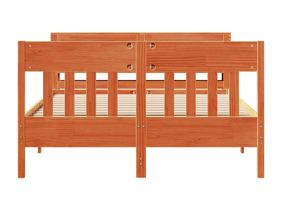 Cama sin colchón madera maciza de pino marrón cera 160x200 cm