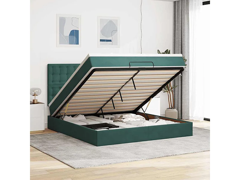 Struttura Letto Pouf con Materassi 180x200 cm Velluto