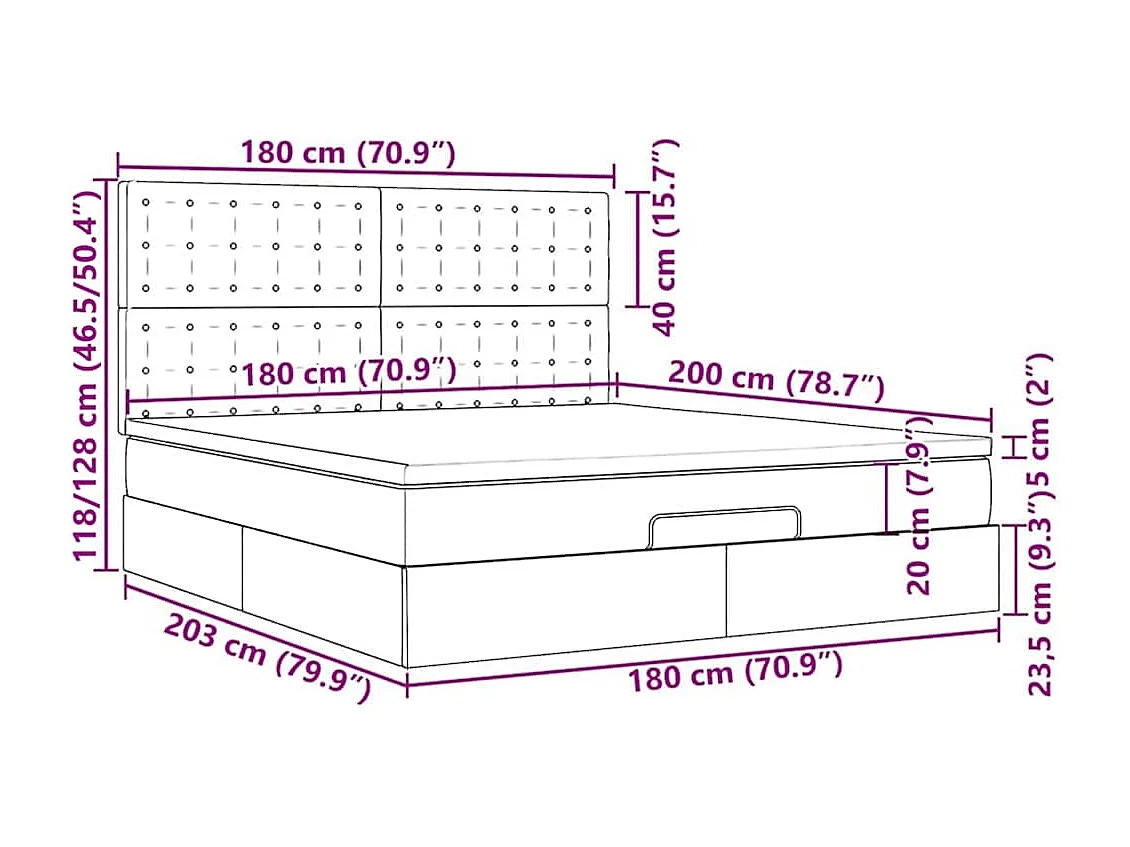 Ottoman-Bett mit Matratzen Dunkelgrün 180x200 cm Samt