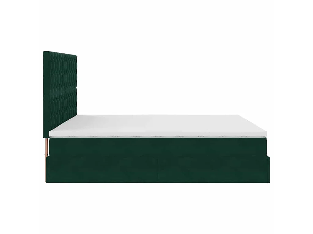Estrutura de cama otomana com colchão verde escuro veludo