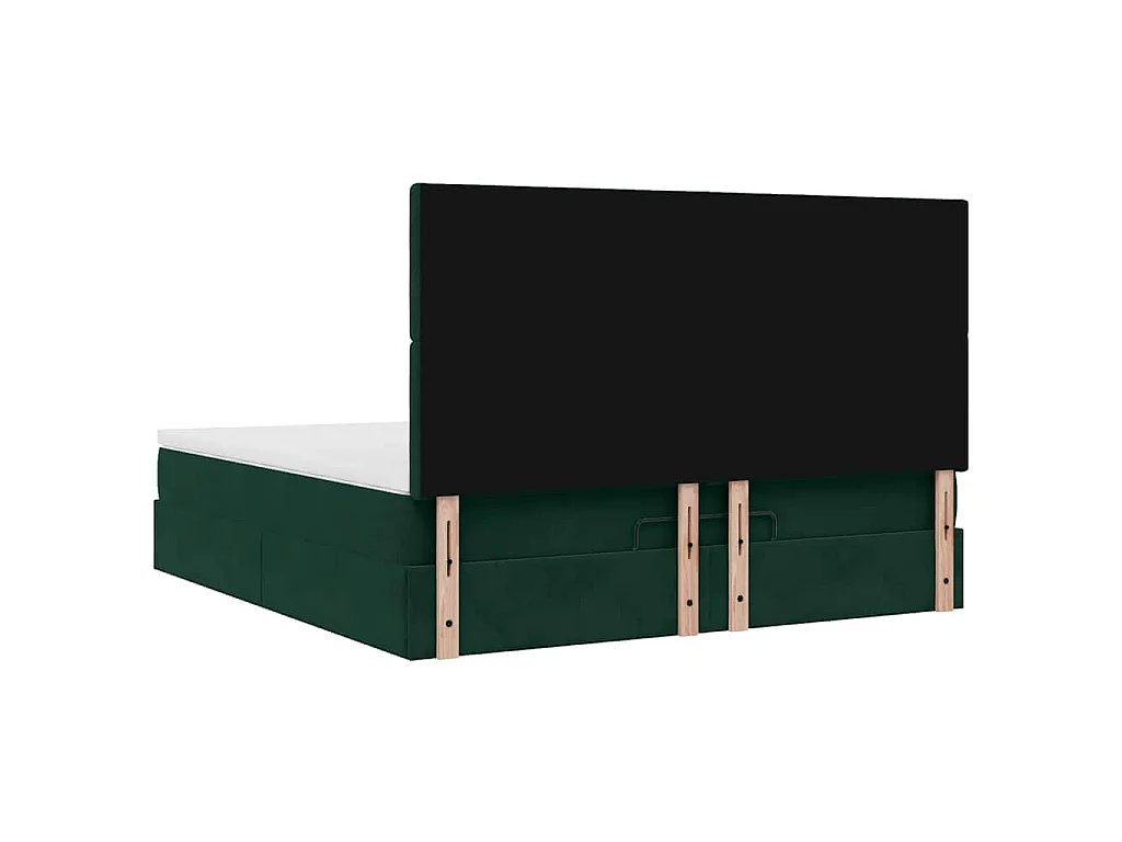 Estrutura de cama otomana com colchão verde escuro veludo