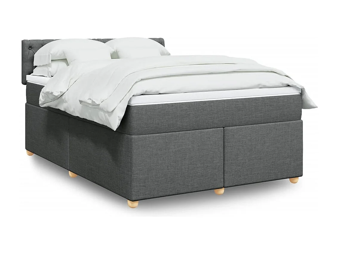 Boxspringbett mit Matratze Dunkelgrau 140x200 cm Stoff