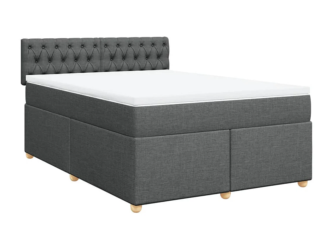 Cama box spring con colchón tela gris oscuro 140x200 cm