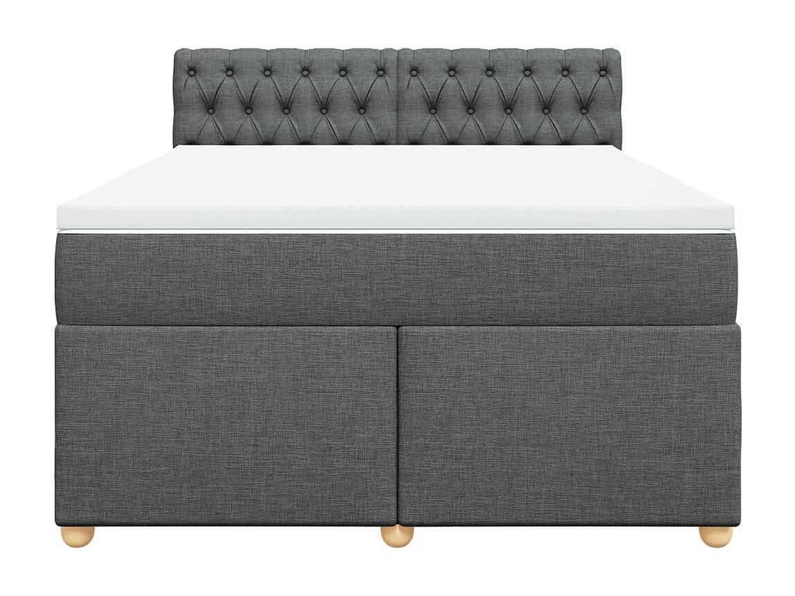 Cama box spring con colchón tela gris oscuro 140x200 cm