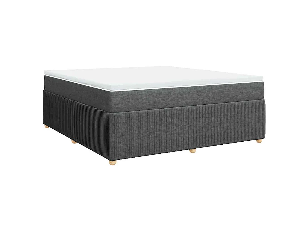 Cama box spring con colchón tela gris oscuro 180x200 cm
