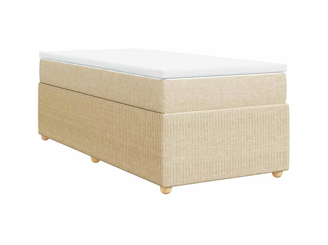 Sommier à lattes de lit et matelas Crème 90x190 cm Tissu