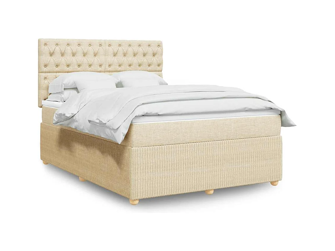 Boxspringbett mit Matratze Creme 140x190 cm Stoff