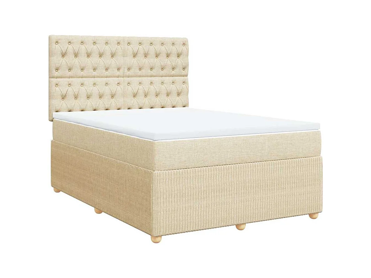 Boxspringbett mit Matratze Creme 140x190 cm Stoff