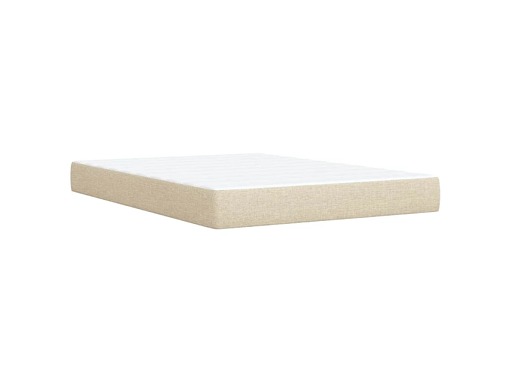 Cama box spring con colchón tela color crema 140x190 cm
