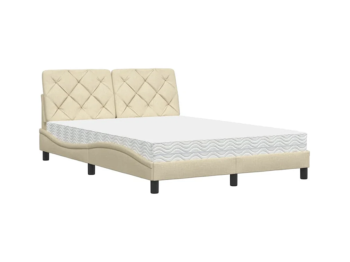 Letto con Materasso Crema 140x19 cm in Tessuto