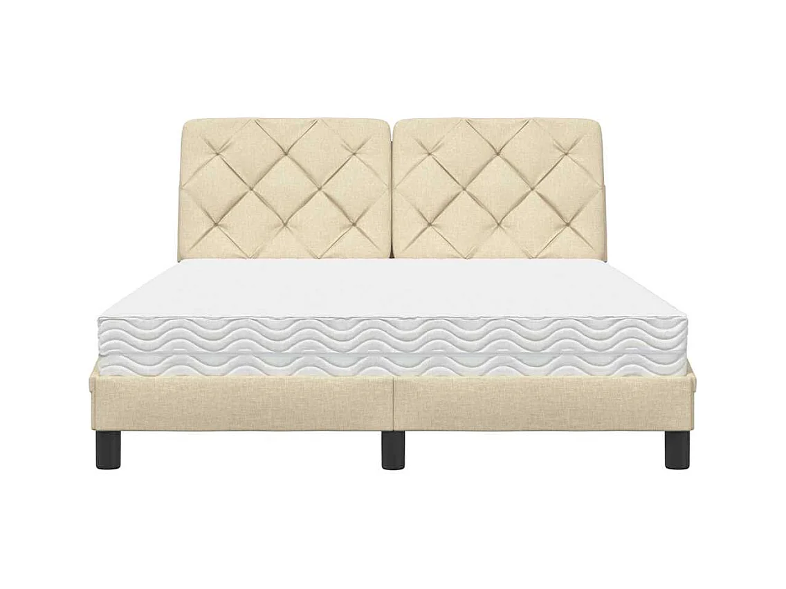 Letto con Materasso Crema 140x19 cm in Tessuto