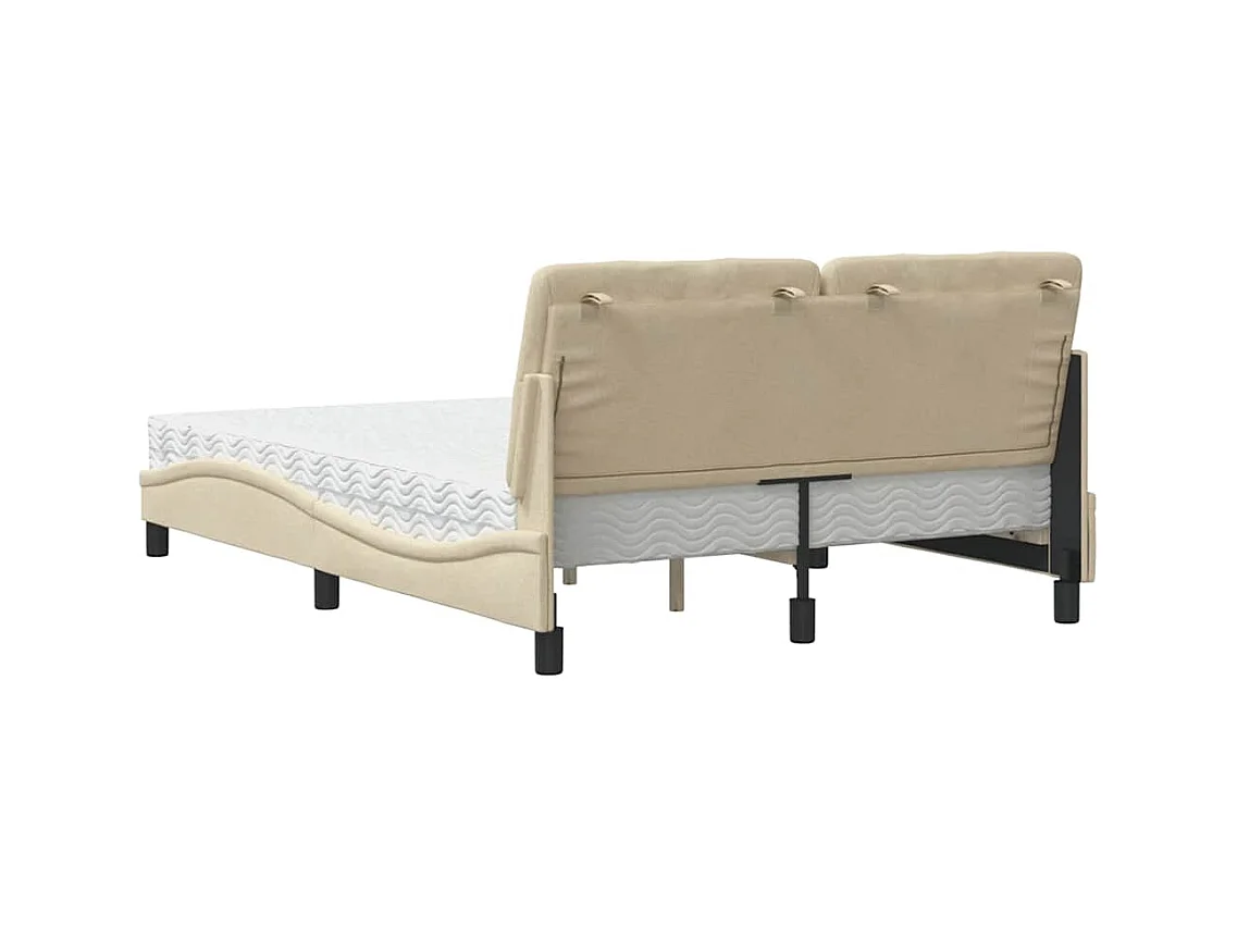 Letto con Materasso Crema 140x19 cm in Tessuto