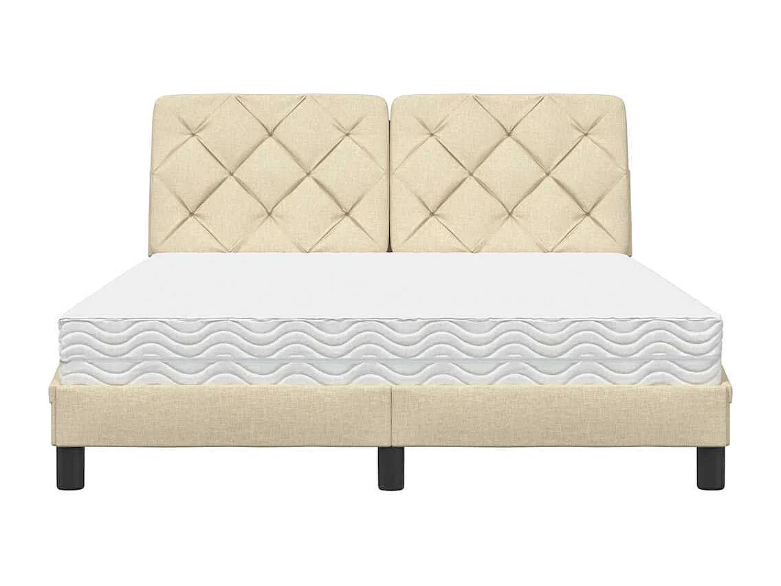 Cama con colchón tela color crema 140x190 cm