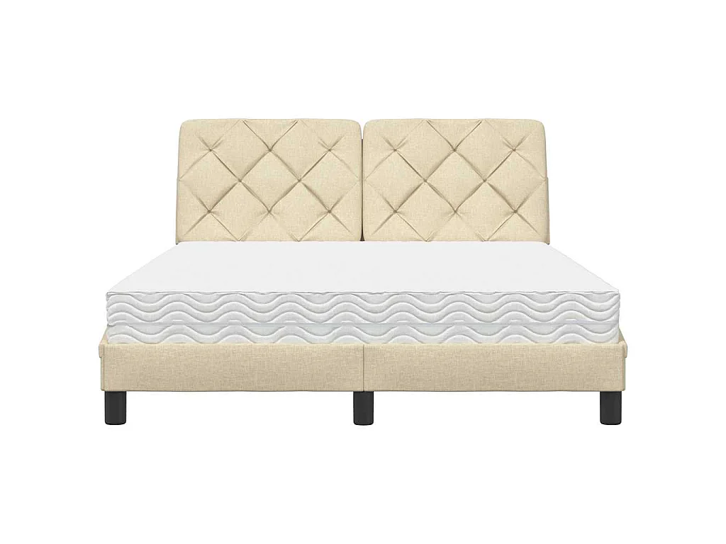 Lit avec matelas crème 140x190 cm tissu