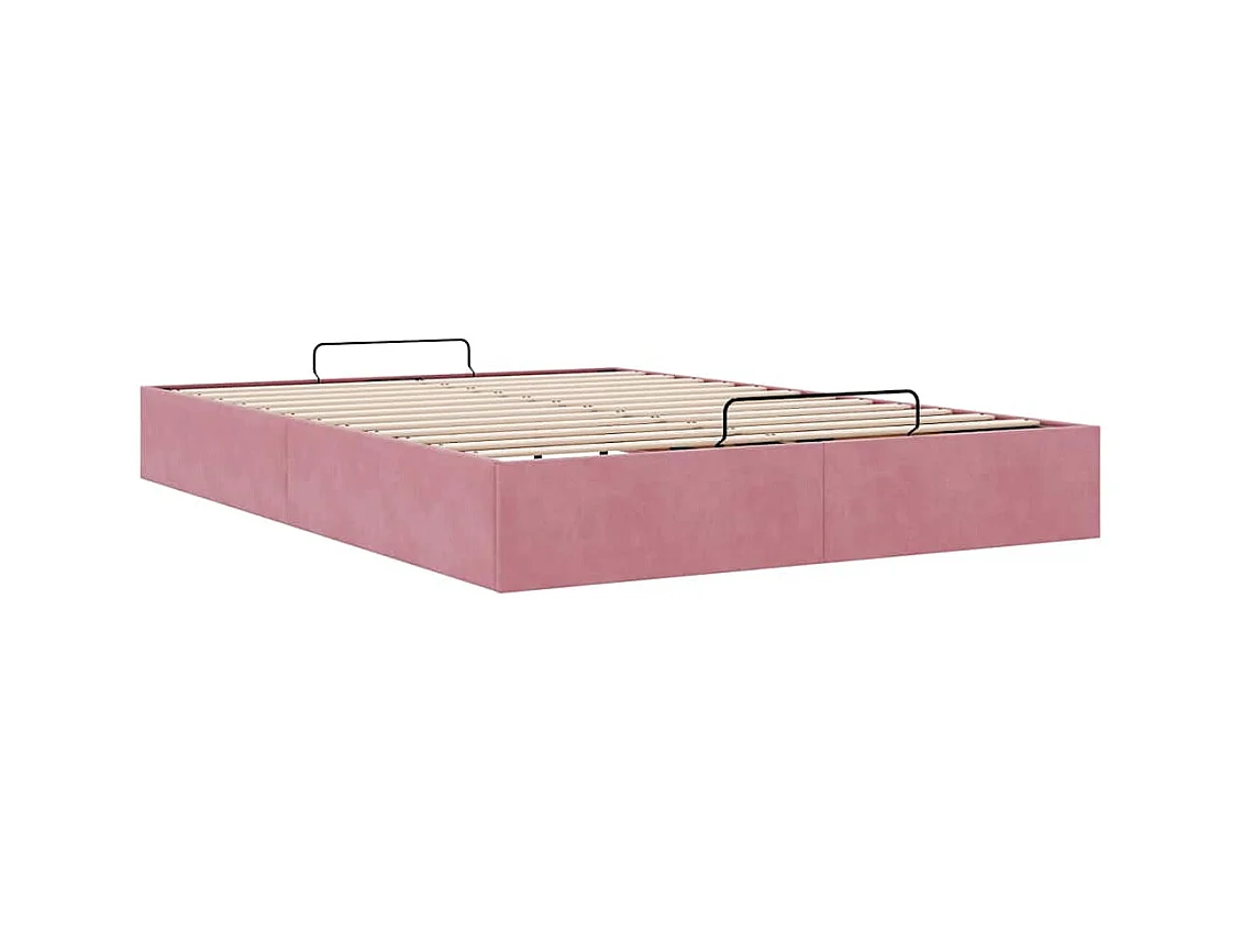 Ottoman bedframe zonder matras 140x200 cm fluweel roze