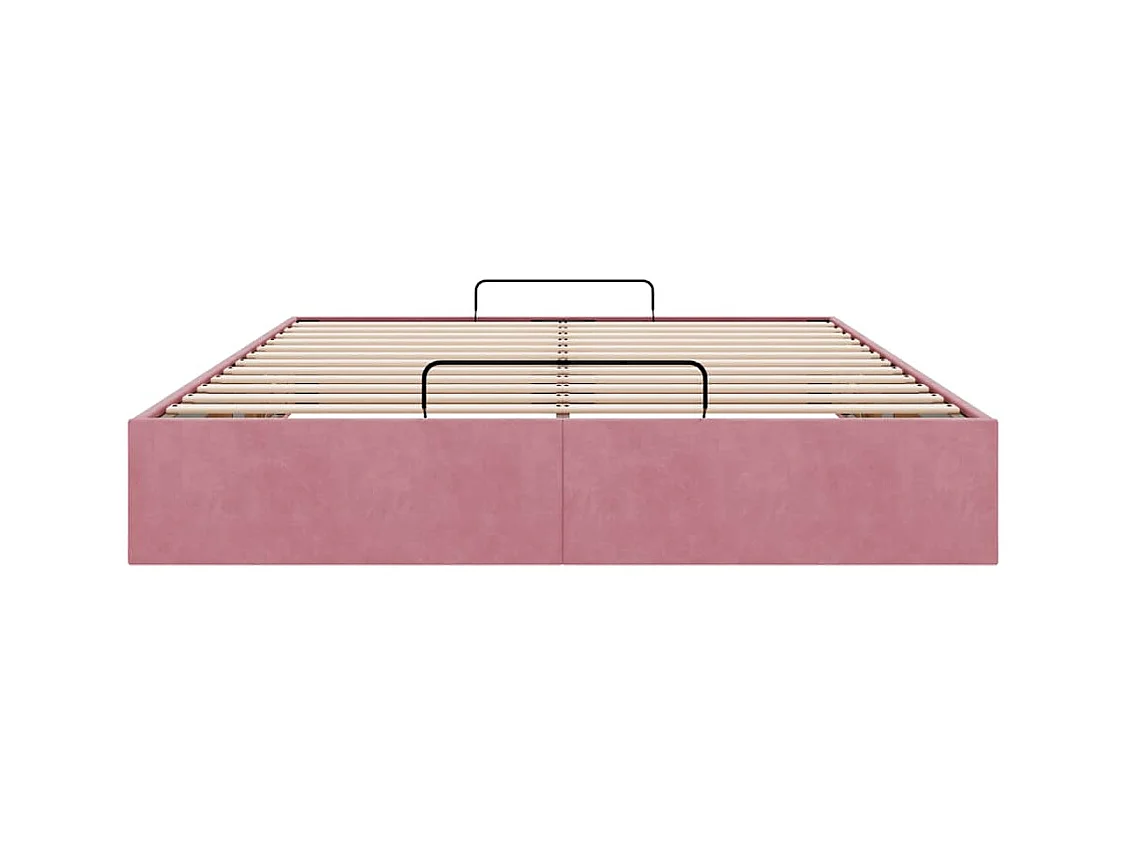 Ottoman bedframe zonder matras 140x200 cm fluweel roze