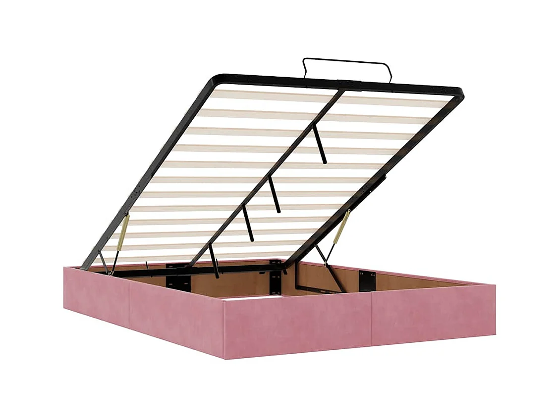 Ottoman bedframe zonder matras 140x200 cm fluweel roze