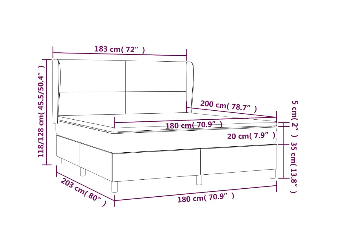 Sommier à lattes de lit et matelas Vert foncé 180x200cm Velours