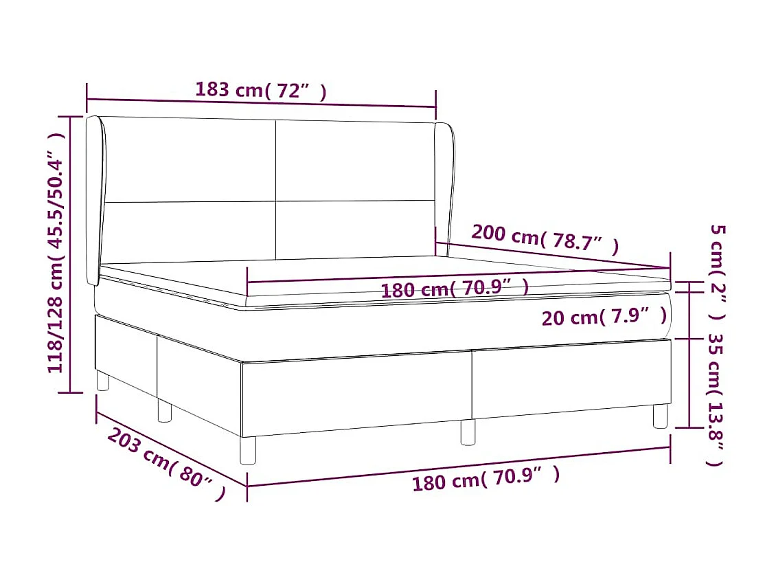 Sommier à lattes de lit et matelas Vert foncé 180x200cm Velours
