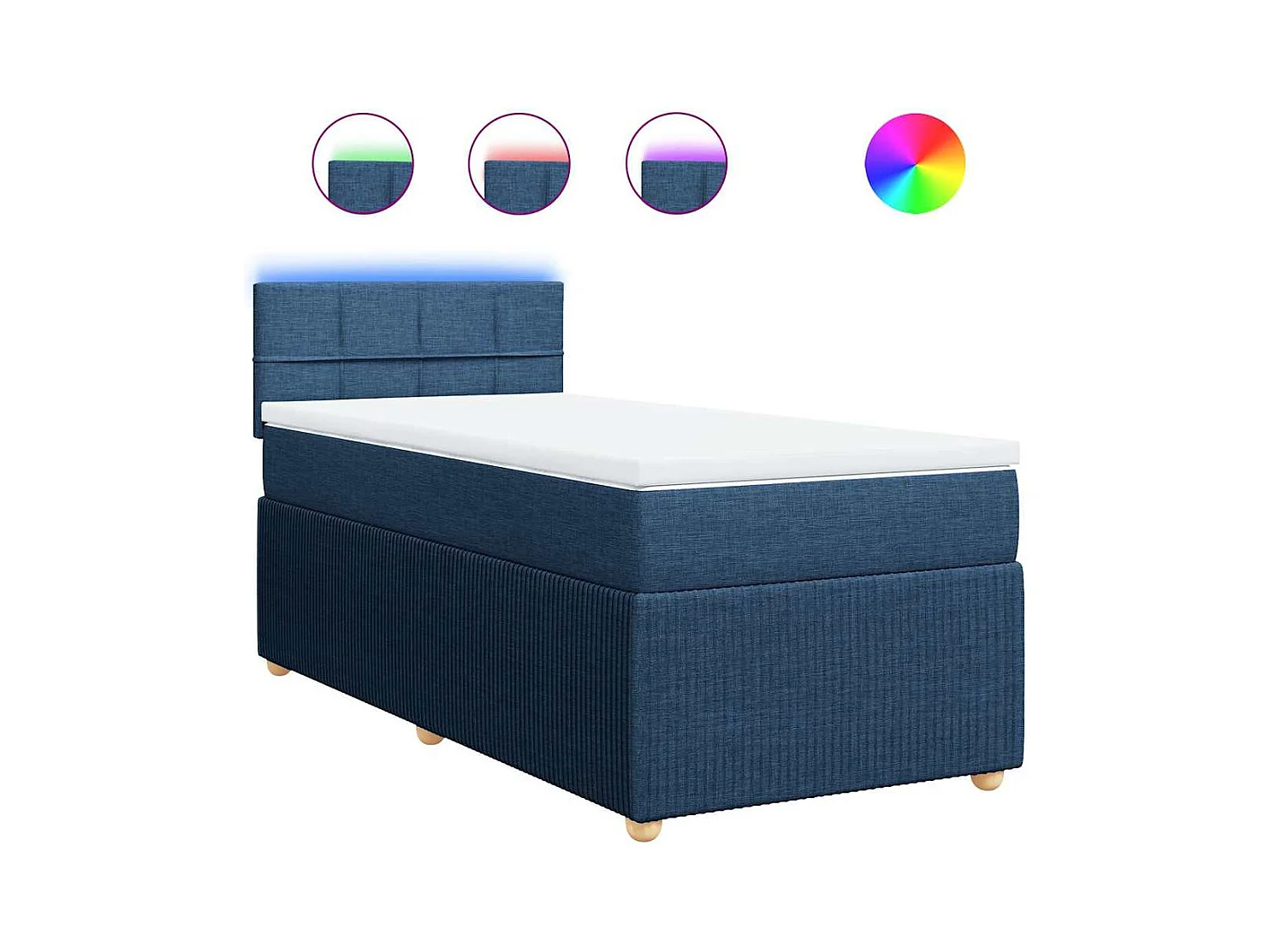 Cama com molas/colchão 90x200 cm tecido azul