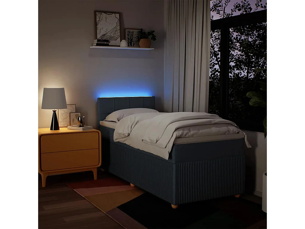 Sommier à lattes de lit avec matelas Bleu 90x200 cm Tissu