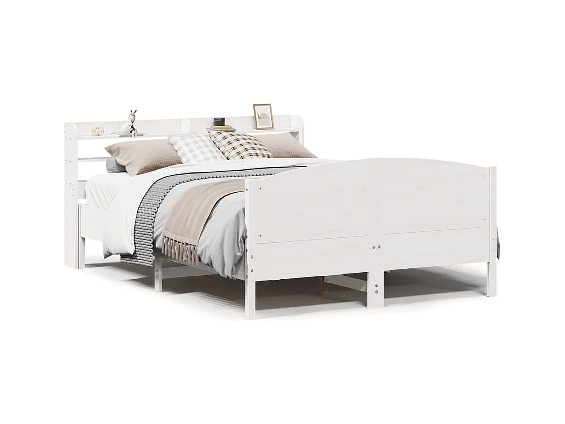 Cadre de lit sans matelas blanc 140x190 cm bois de pin massif