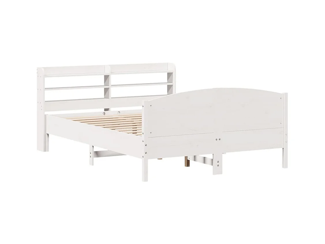 Cadre de lit sans matelas blanc 140x190 cm bois de pin massif