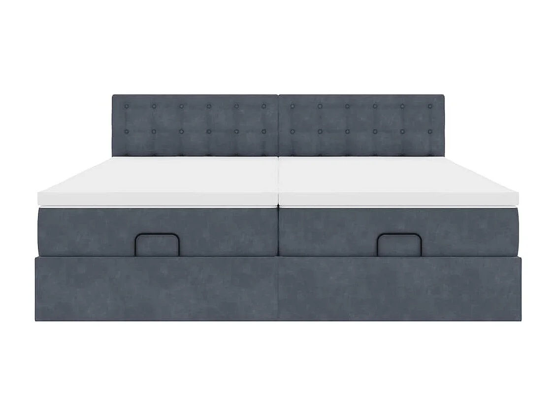 Cadre de lit ottoman avec matelas gris foncé 180x200cm velours