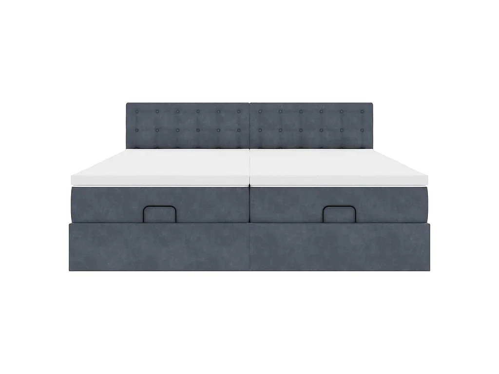 Ottoman-Bett mit Matratzen & LEDs Dunkelgrau 180x200 cm Samt