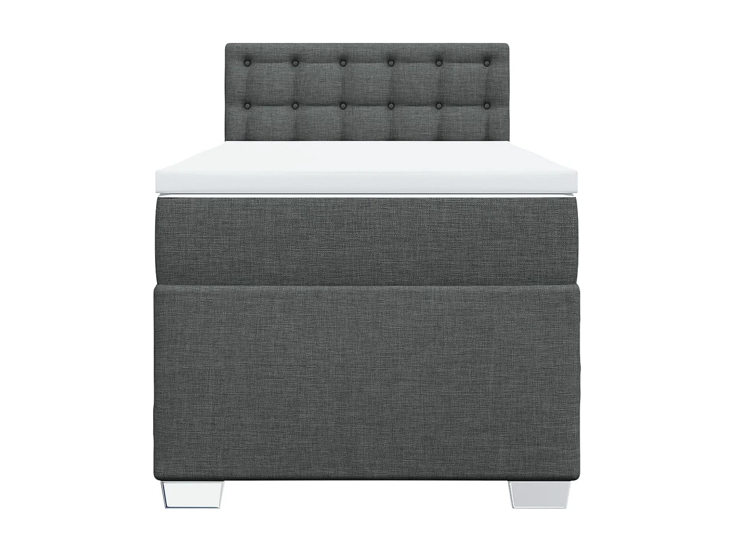 Cama box spring con colchón tela gris oscuro 100x200 cm