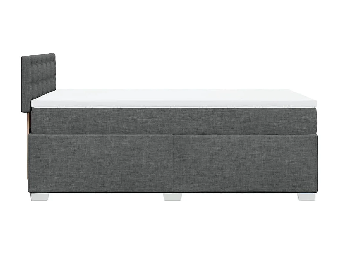 Cama box spring con colchón tela gris oscuro 100x200 cm