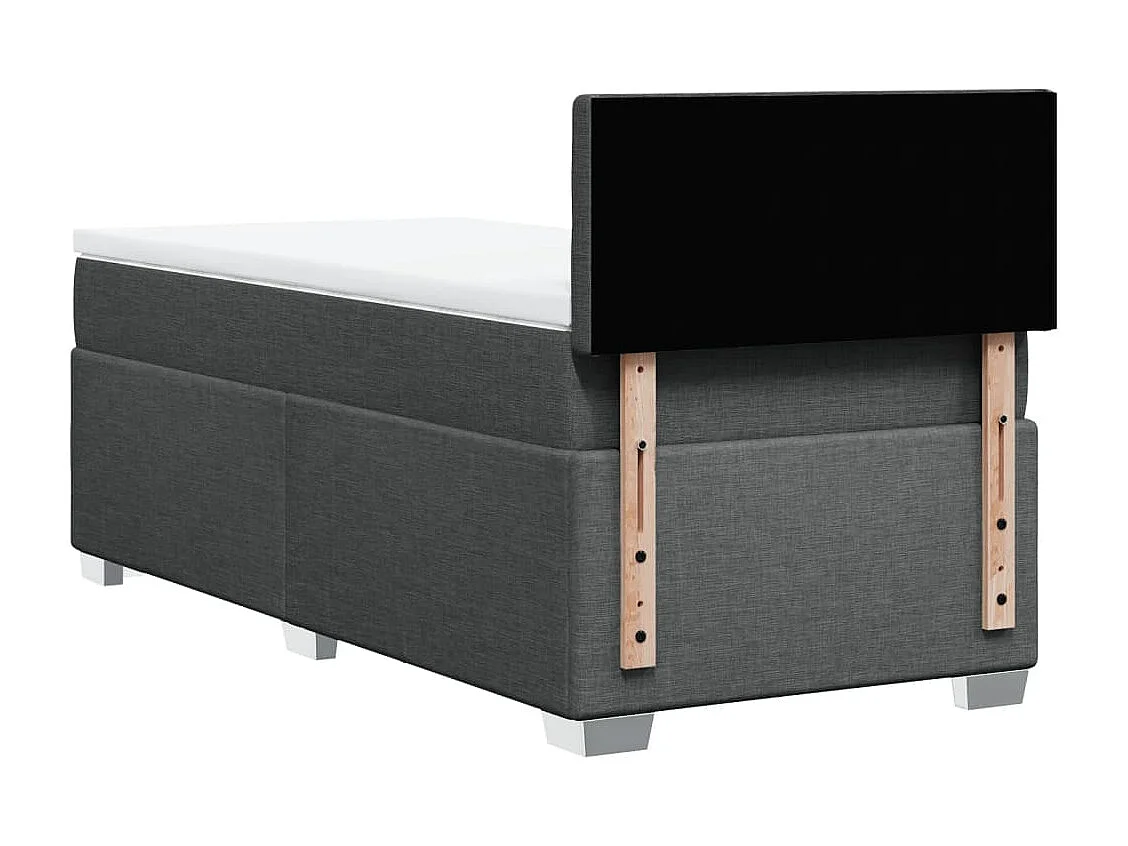 Cama box spring con colchón tela gris oscuro 100x200 cm