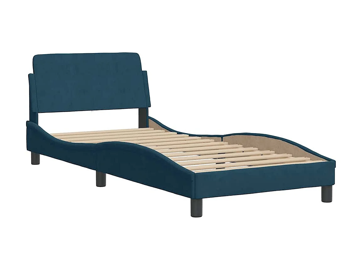 Lit avec matelas Hanko bleu 90x200 cm velours
