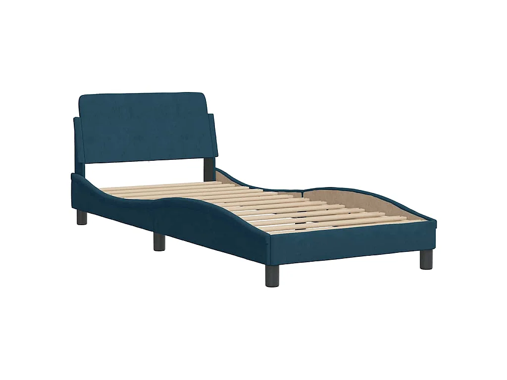 Letto con Materasso Hanko Blu 90x200 cm in Velluto