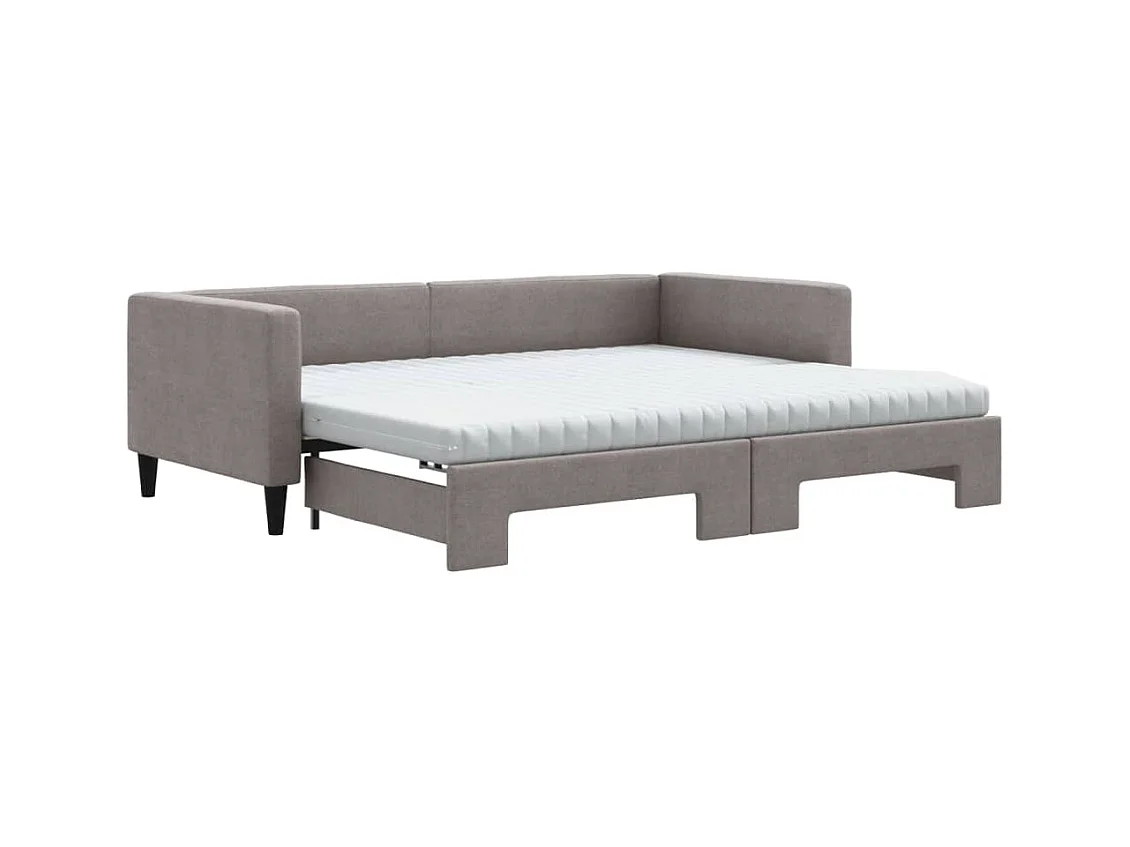 Tagesbett Ausziehbar mit Matratzen Taupe 90x200 cm Stoff