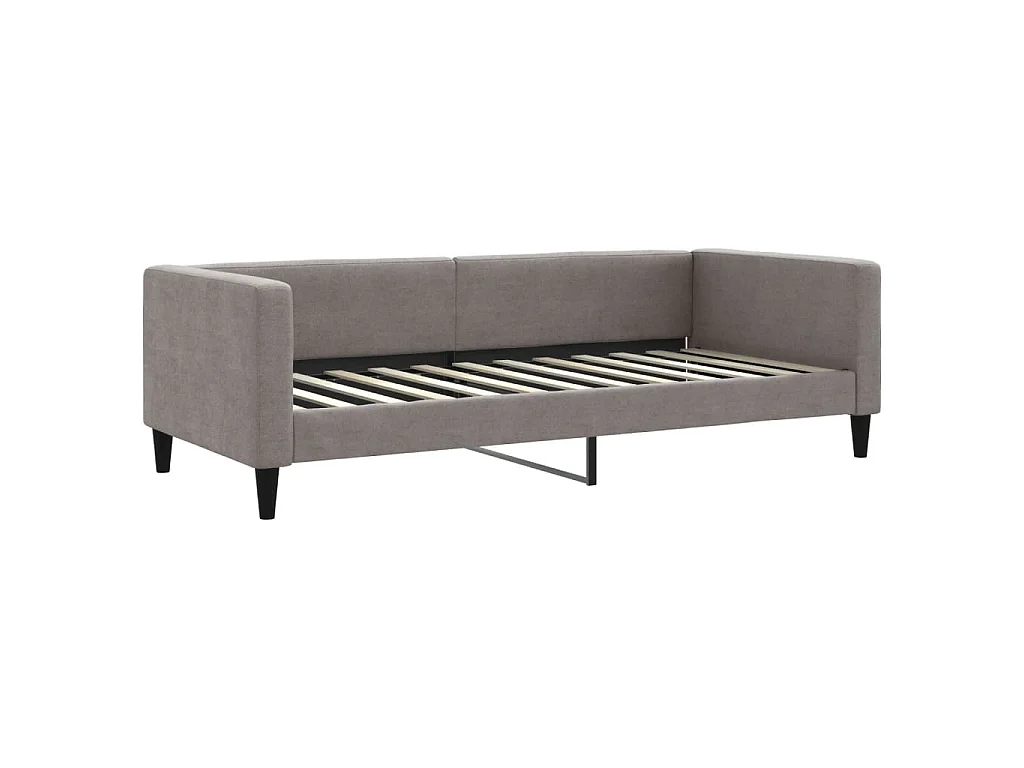 Lit de jour avec gigogne et matelas taupe 90x200 cm tissu