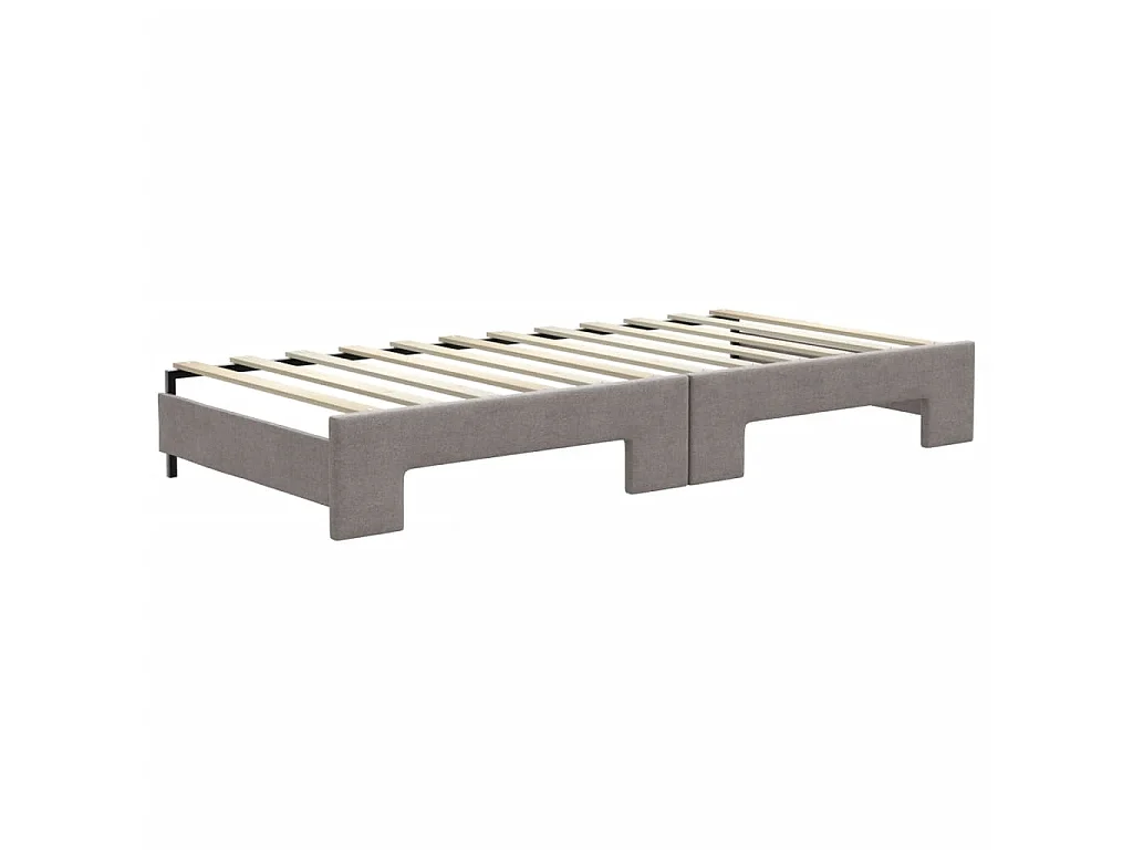 Lit de jour avec gigogne et matelas taupe 90x200 cm tissu