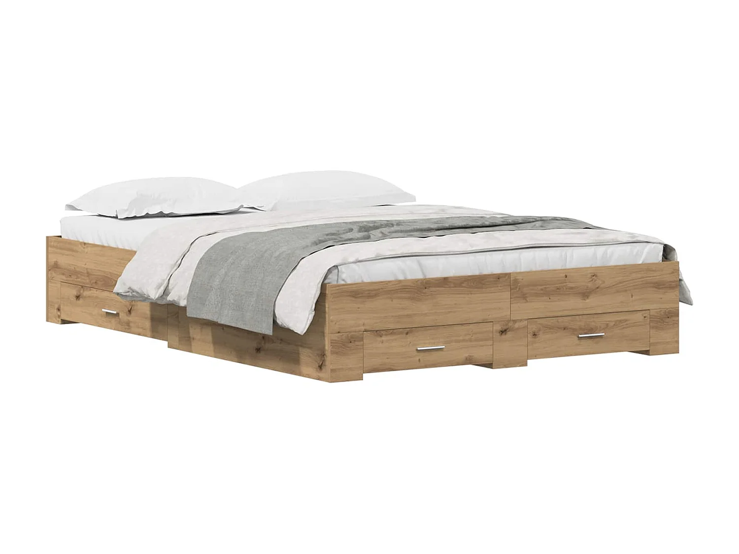 Bedframe met lade Artisan Eiken 140 x 200 cm Bewerkt hout
