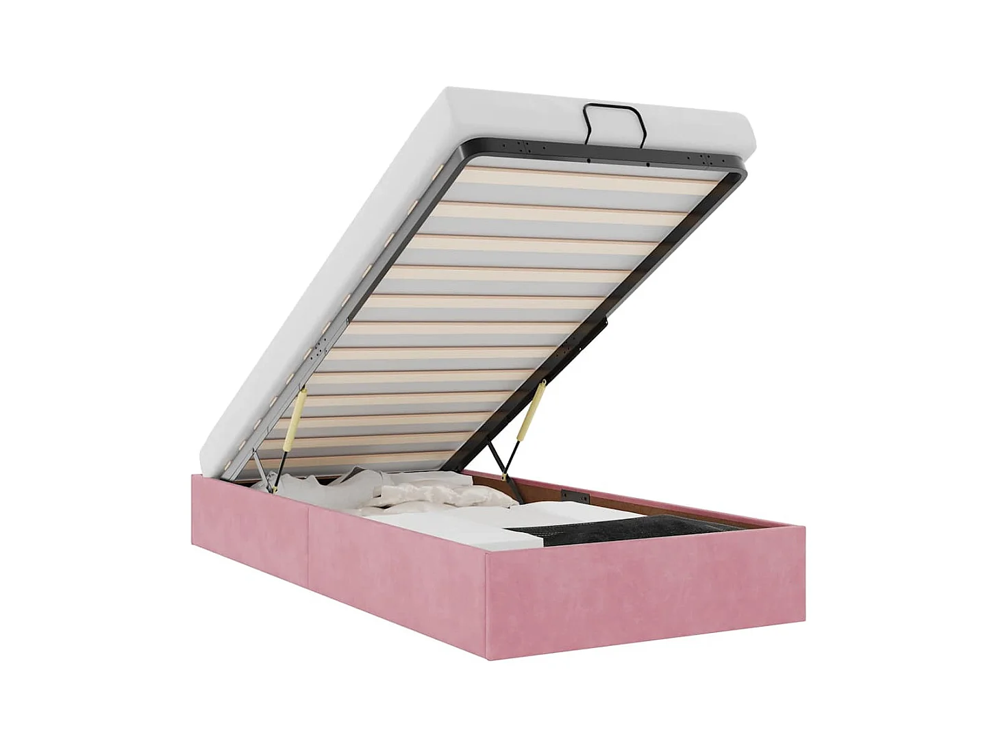 Cadre de lit ottoman sans matelas rose 90x190 cm velours