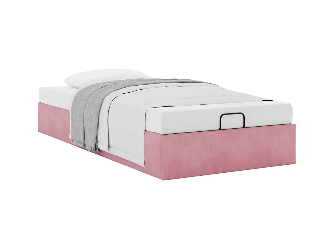 Cadre de lit ottoman sans matelas rose 90x190 cm velours