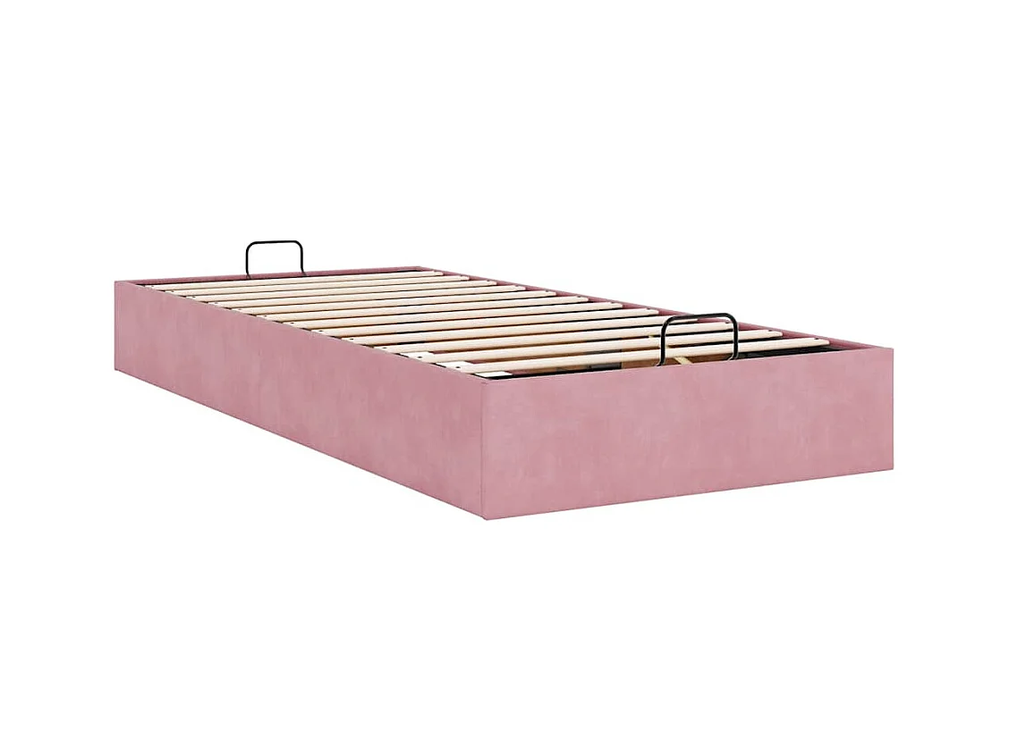 Cadre de lit ottoman sans matelas rose 90x190 cm velours