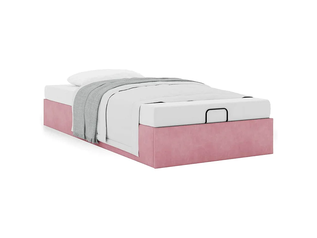 Cadre de lit ottoman sans matelas rose 90x190 cm velours